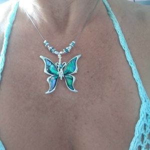 Abalone butterfly necklace